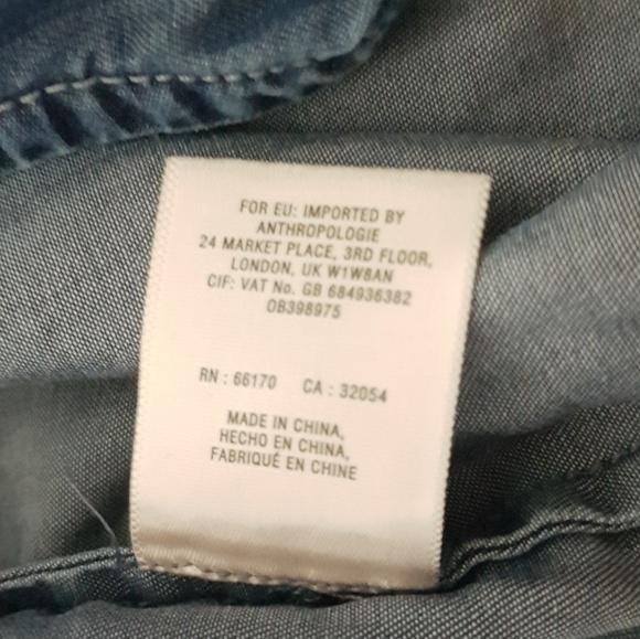 Anthropologie Holding Horses Chambray Top Size M - Picture 7 of 8